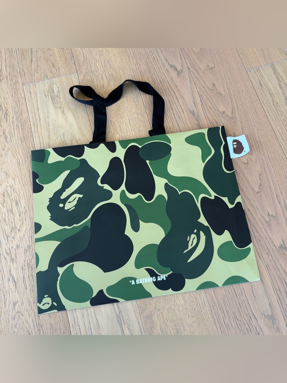A Bathing Ape Green Camo Gift Shopping Bag